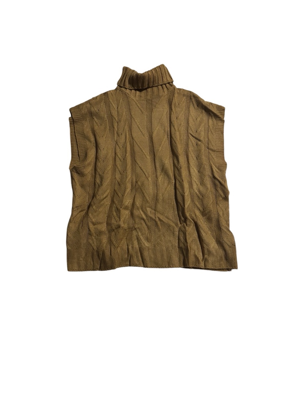 SHEIN Camel Cable Knit Turtleneck Sweater Vest